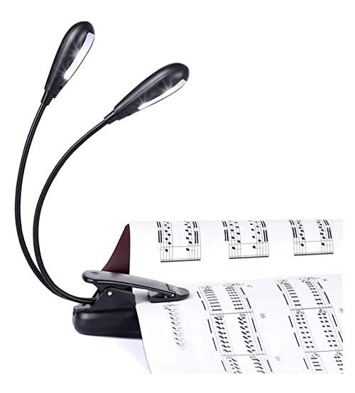2-Arms 6-Led Flexibility Book Lamp Rechargeable Light Ideal For Book Reading Music Stand